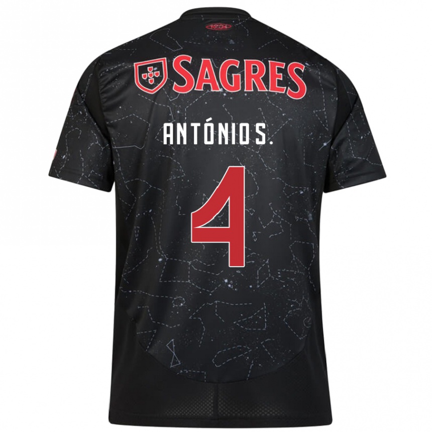 Kids Football António Silva #4 Black Red Away Jersey 2024/25 T-Shirt Uk