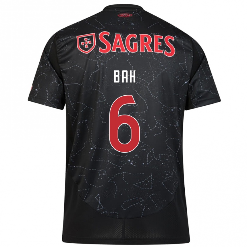 Kids Football Alexander Bah #6 Black Red Away Jersey 2024/25 T-Shirt Uk