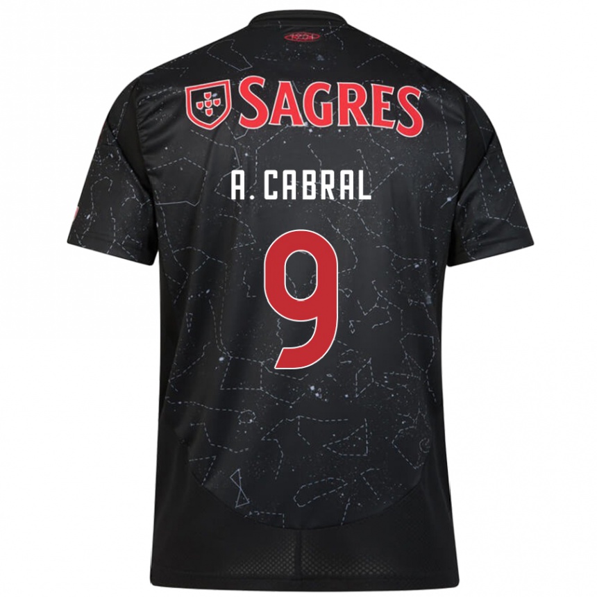 Kids Football Arthur Cabral #9 Black Red Away Jersey 2024/25 T-Shirt Uk