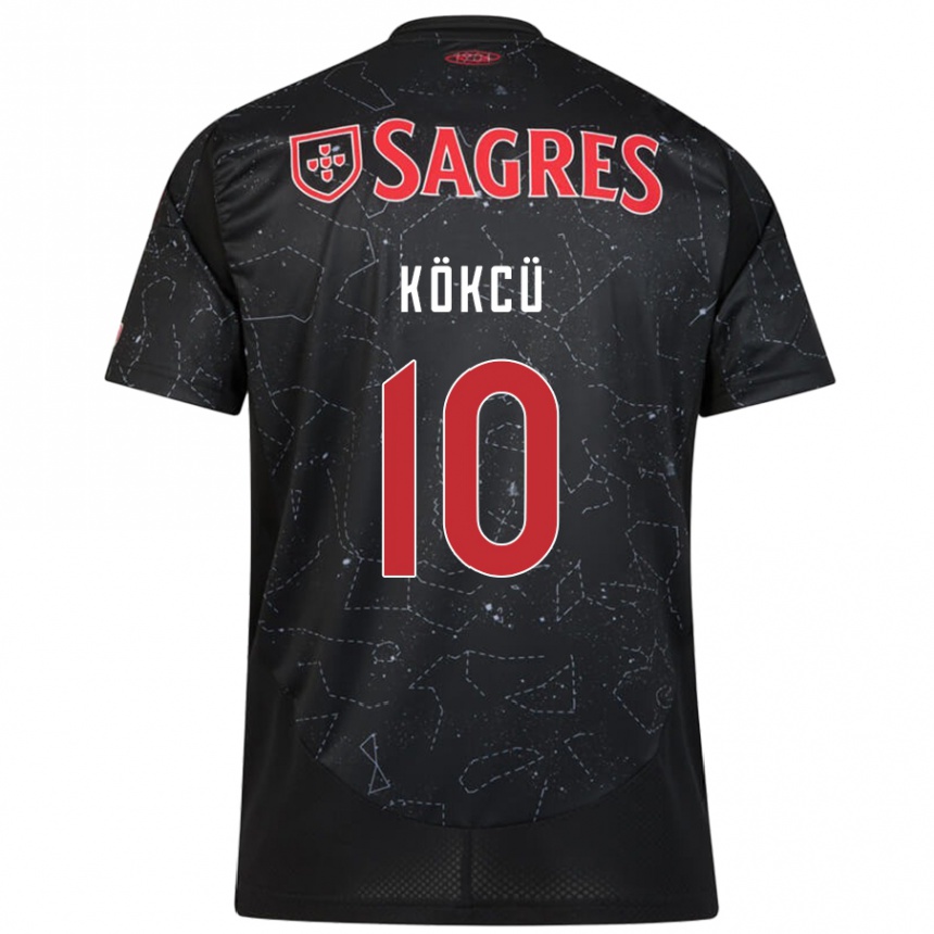 Kids Football Orkun Kökcü #10 Black Red Away Jersey 2024/25 T-Shirt Uk