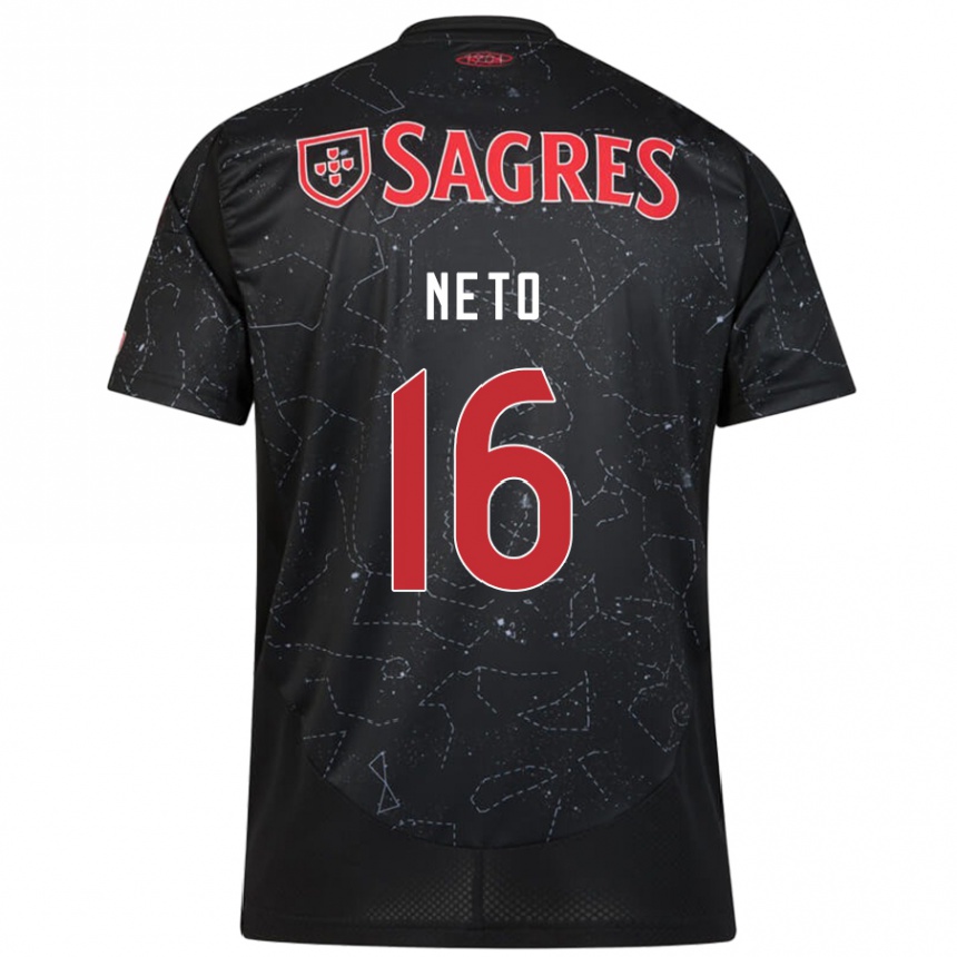 Kids Football Martim Neto #16 Black Red Away Jersey 2024/25 T-Shirt Uk