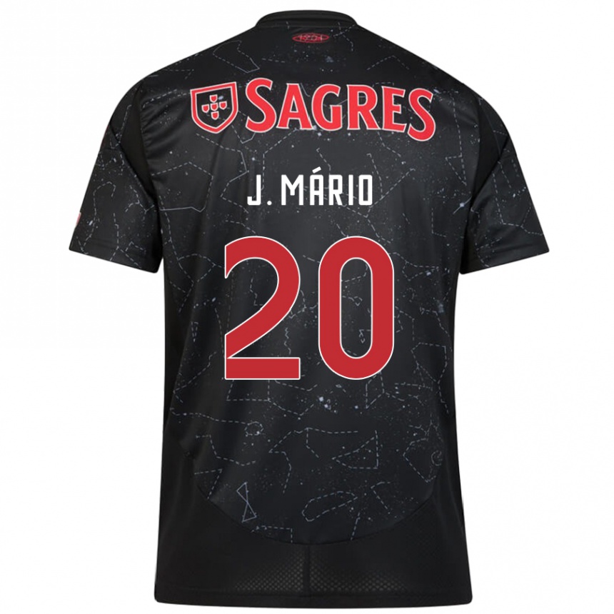 Kids Football João Mário #20 Black Red Away Jersey 2024/25 T-Shirt Uk