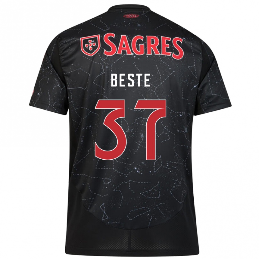 Kids Football Jan-Niklas Beste #37 Black Red Away Jersey 2024/25 T-Shirt Uk