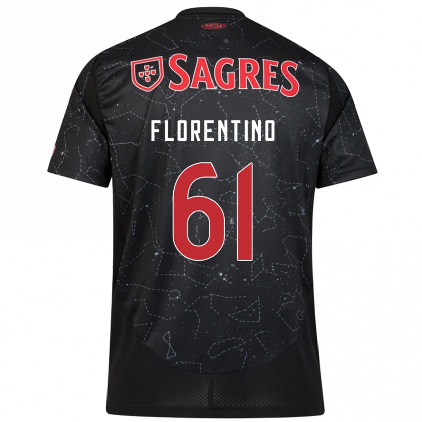 Kids Football Florentino #61 Black Red Away Jersey 2024/25 T-Shirt Uk