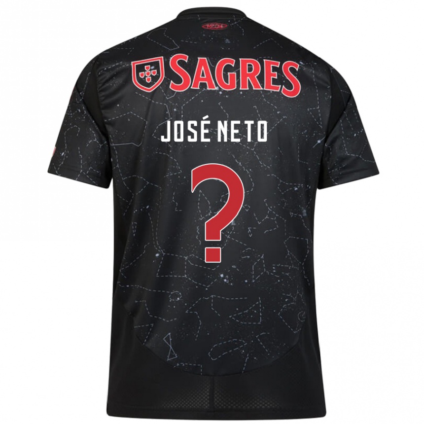 Kids Football José Neto #0 Black Red Away Jersey 2024/25 T-Shirt Uk