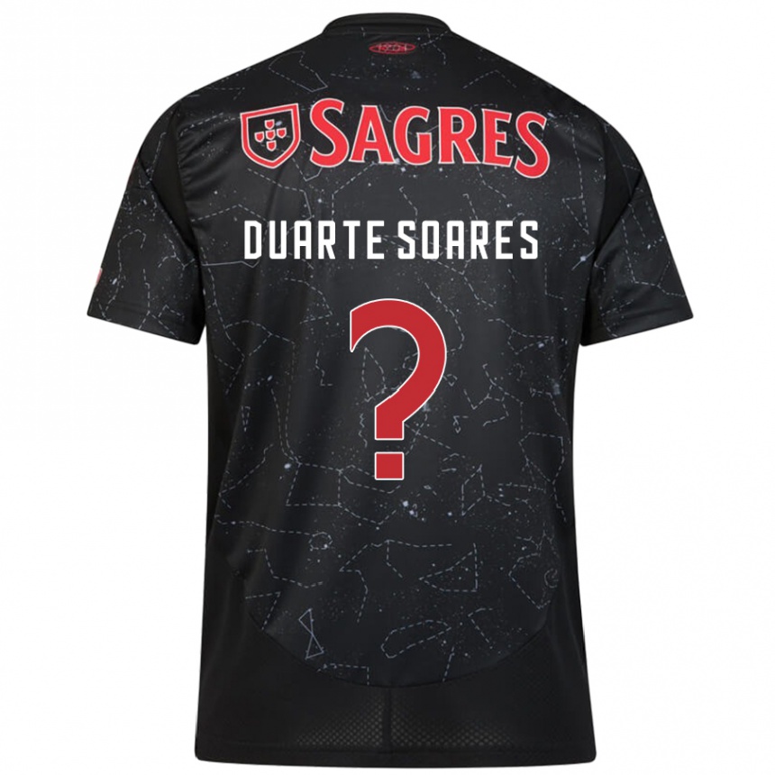 Kids Football Duarte Soares #0 Black Red Away Jersey 2024/25 T-Shirt Uk