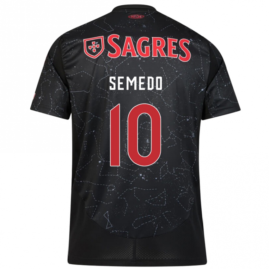 Kids Football Andreson Semedo #10 Black Red Away Jersey 2024/25 T-Shirt Uk