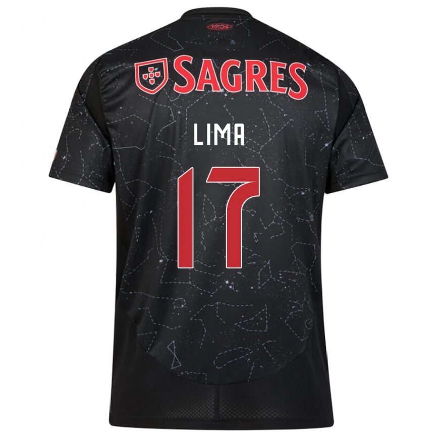 Kids Football Ivan Lima #17 Black Red Away Jersey 2024/25 T-Shirt Uk