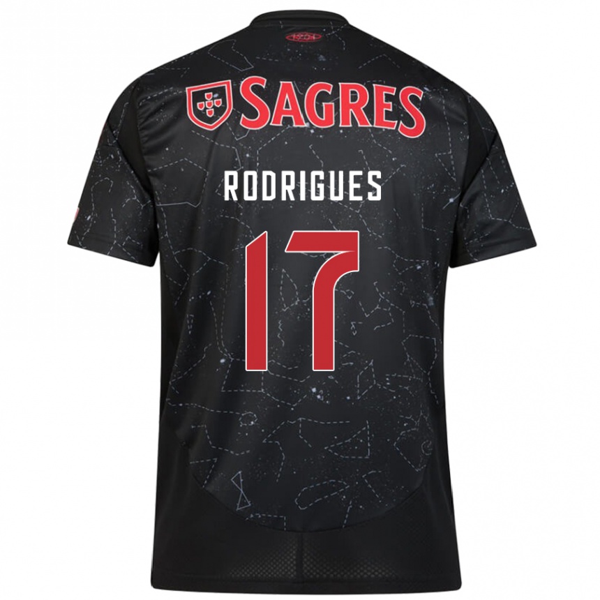 Kids Football Tiago Rodrigues #17 Black Red Away Jersey 2024/25 T-Shirt Uk