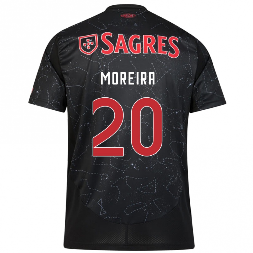 Kids Football André Moreira #20 Black Red Away Jersey 2024/25 T-Shirt Uk