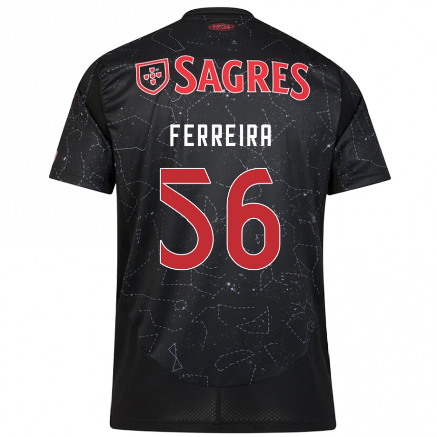 Kids Football Martim Ferreira #56 Black Red Away Jersey 2024/25 T-Shirt Uk