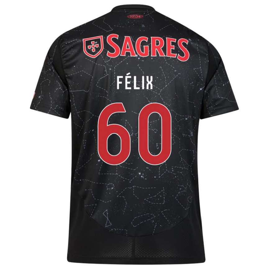 Kids Football Nuno Félix #60 Black Red Away Jersey 2024/25 T-Shirt Uk