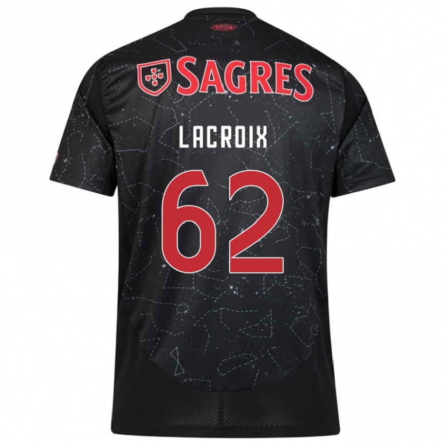 Kids Football Lenny Lacroix #62 Black Red Away Jersey 2024/25 T-Shirt Uk