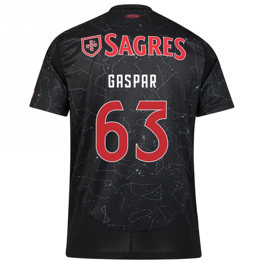 Kids Football Guilherme Gaspar #63 Black Red Away Jersey 2024/25 T-Shirt Uk