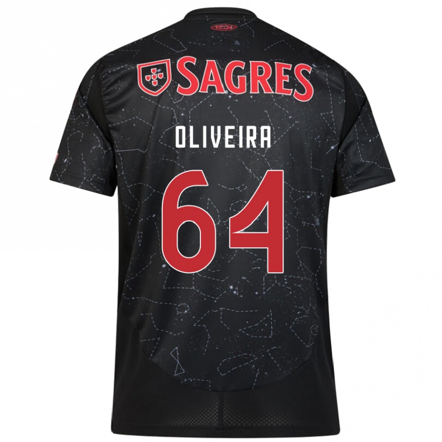 Kids Football Gonçalo Oliveira #64 Black Red Away Jersey 2024/25 T-Shirt Uk