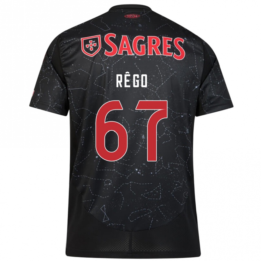 Kids Football Rodrigo Rêgo #67 Black Red Away Jersey 2024/25 T-Shirt Uk