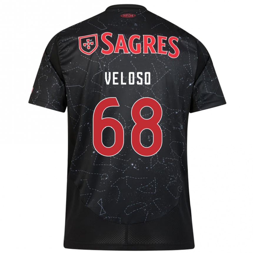 Kids Football João Veloso #68 Black Red Away Jersey 2024/25 T-Shirt Uk