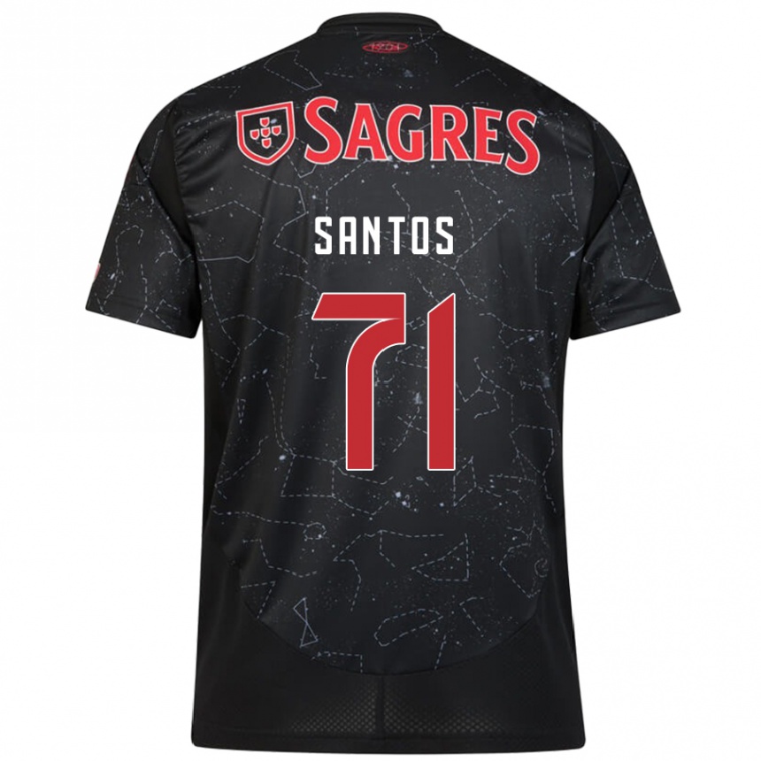 Kids Football Leandro Santos #71 Black Red Away Jersey 2024/25 T-Shirt Uk