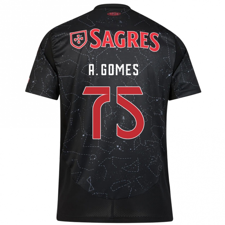 Kids Football André Gomes #75 Black Red Away Jersey 2024/25 T-Shirt Uk