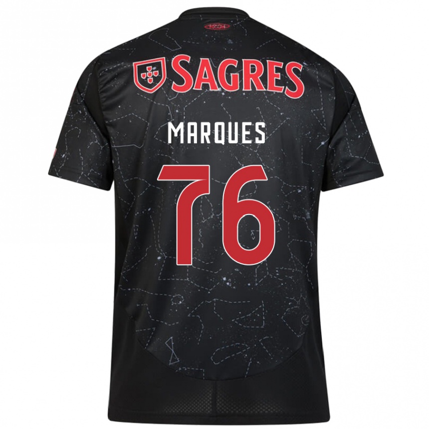 Kids Football Gustavo Marques #76 Black Red Away Jersey 2024/25 T-Shirt Uk