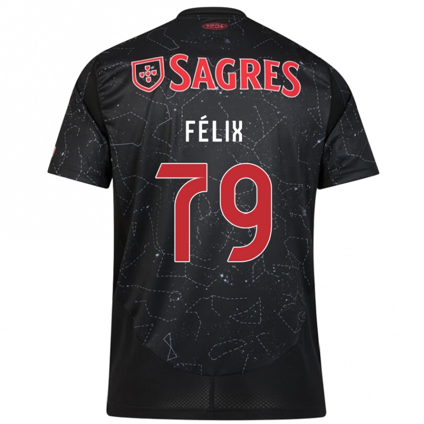 Kids Football Hugo Félix #79 Black Red Away Jersey 2024/25 T-Shirt Uk