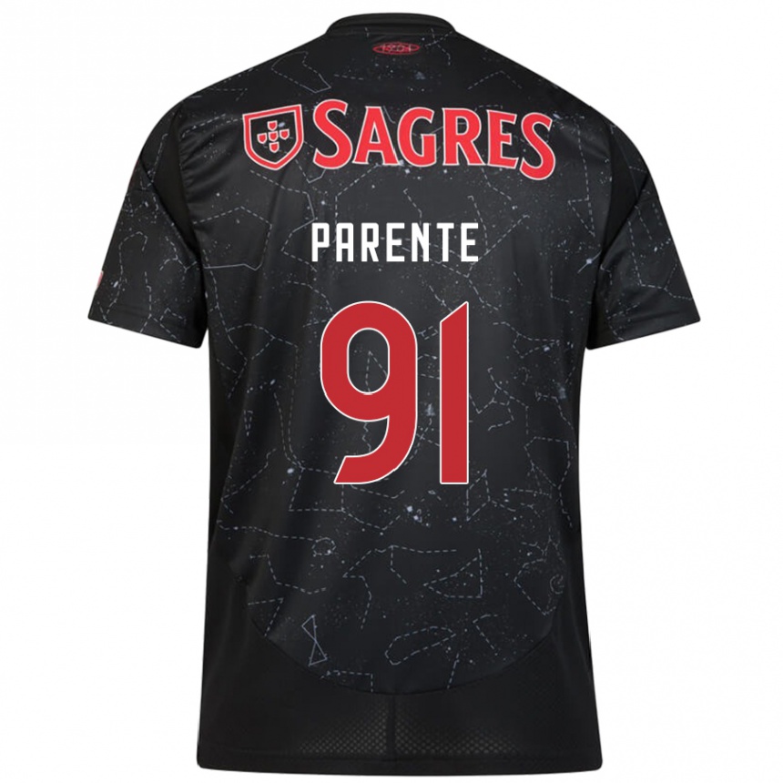 Kids Football Tiago Parente #91 Black Red Away Jersey 2024/25 T-Shirt Uk