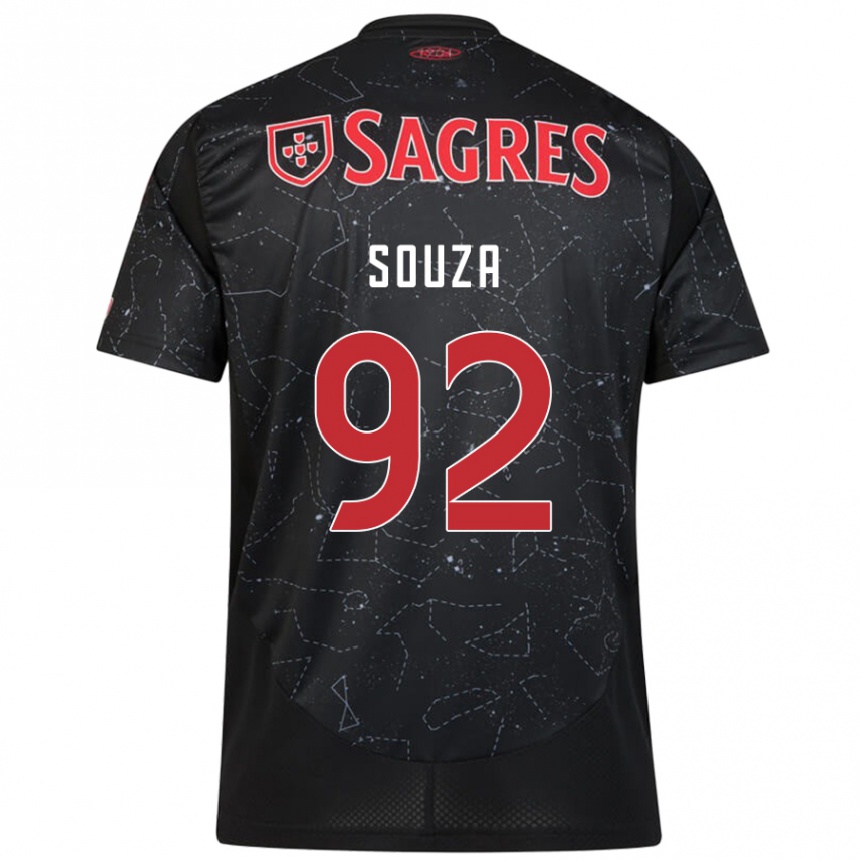 Kids Football Pedro Souza #92 Black Red Away Jersey 2024/25 T-Shirt Uk