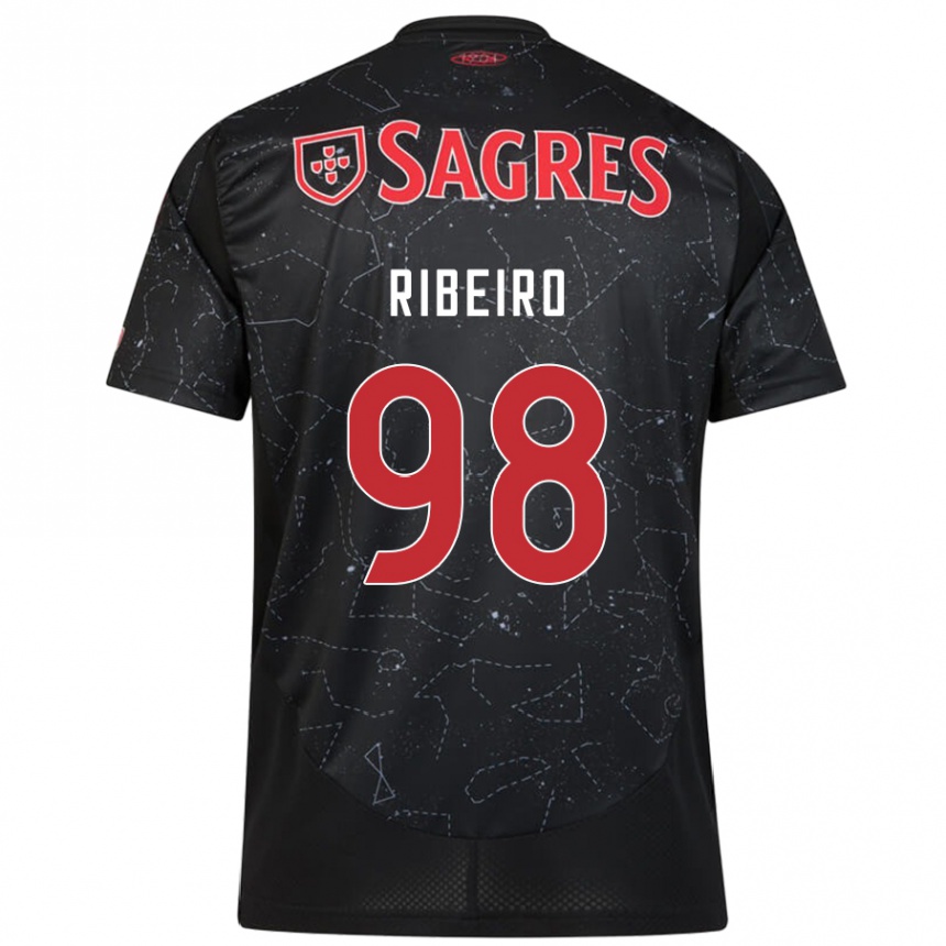 Kids Football Ricardo Ribeiro #98 Black Red Away Jersey 2024/25 T-Shirt Uk