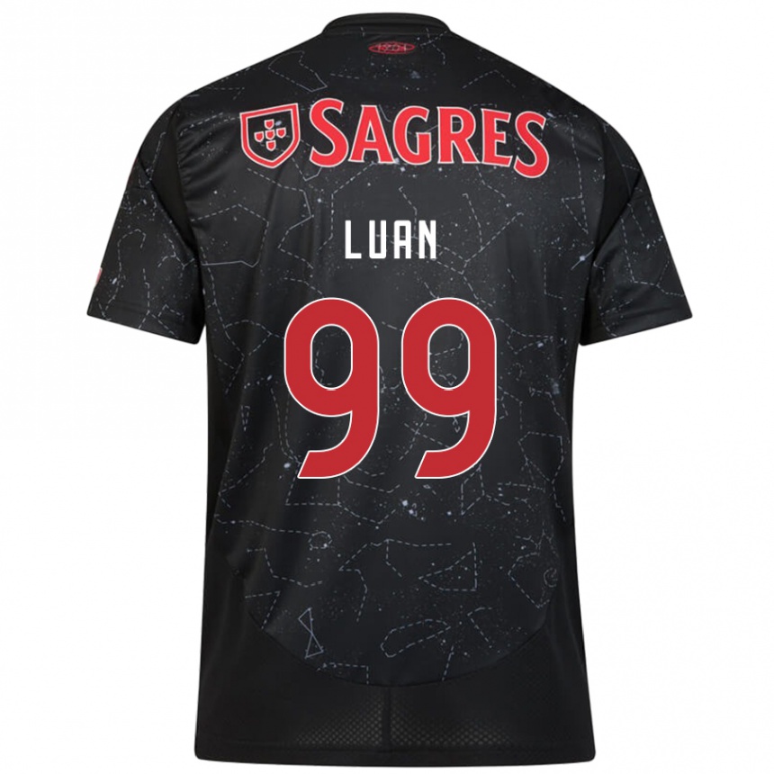 Kids Football Luan #99 Black Red Away Jersey 2024/25 T-Shirt Uk