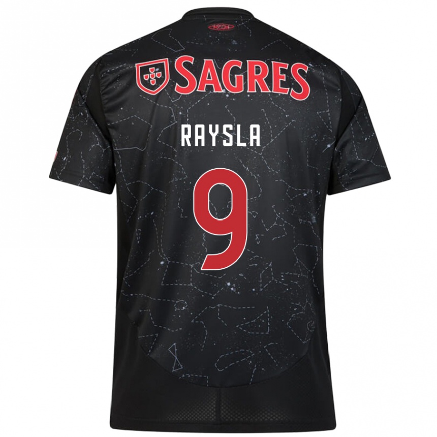 Kids Football Nycole Raysla #9 Black Red Away Jersey 2024/25 T-Shirt Uk