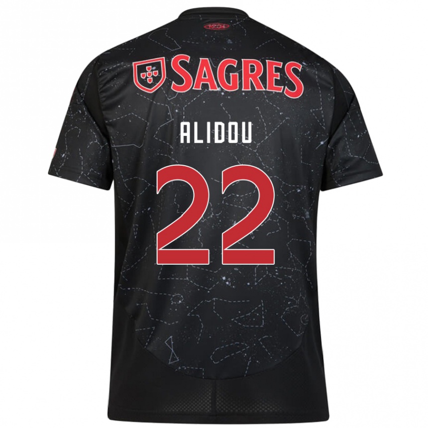 Kids Football Marie-Yasmine Alidou #22 Black Red Away Jersey 2024/25 T-Shirt Uk