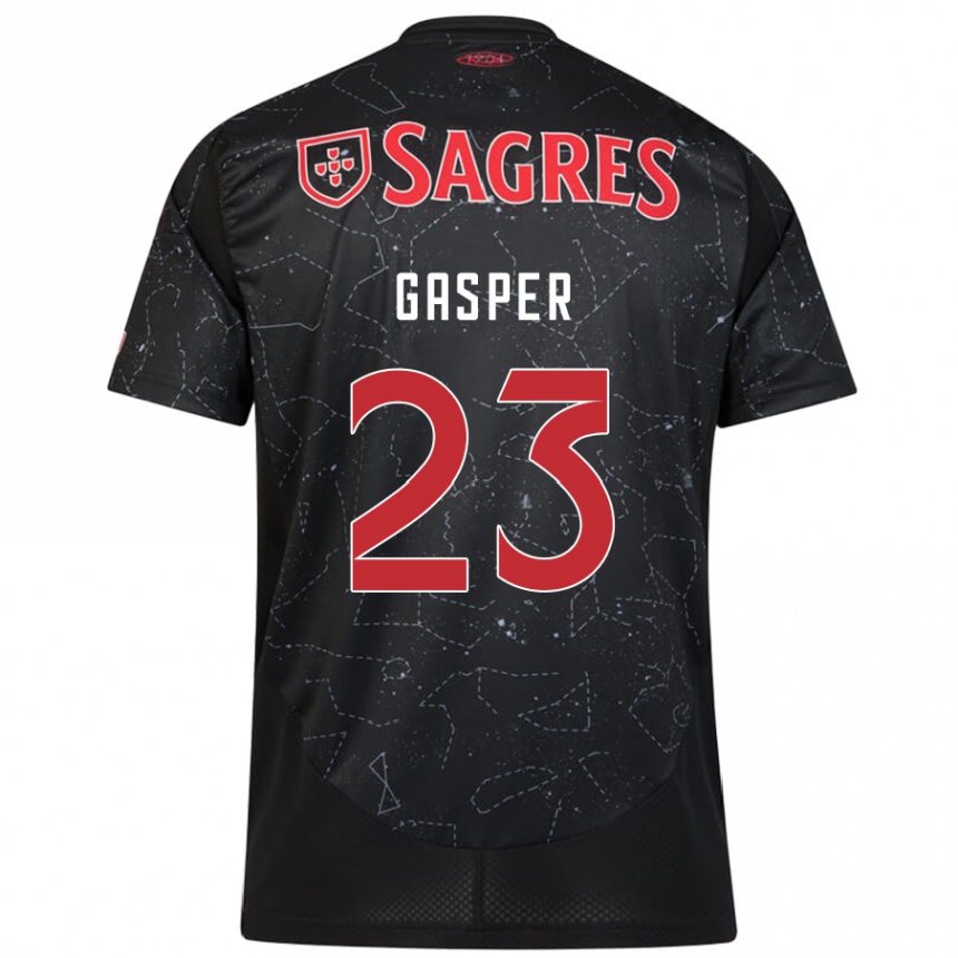 Kids Football Anna Gasper #23 Black Red Away Jersey 2024/25 T-Shirt Uk