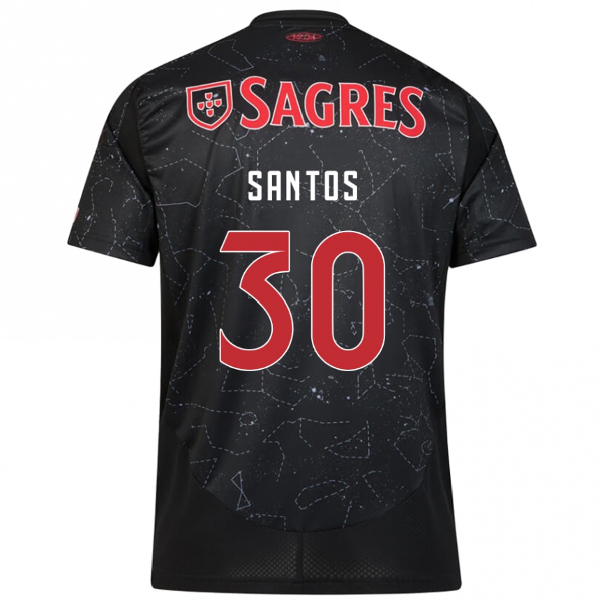 Kids Football Daniela Santos #30 Black Red Away Jersey 2024/25 T-Shirt Uk