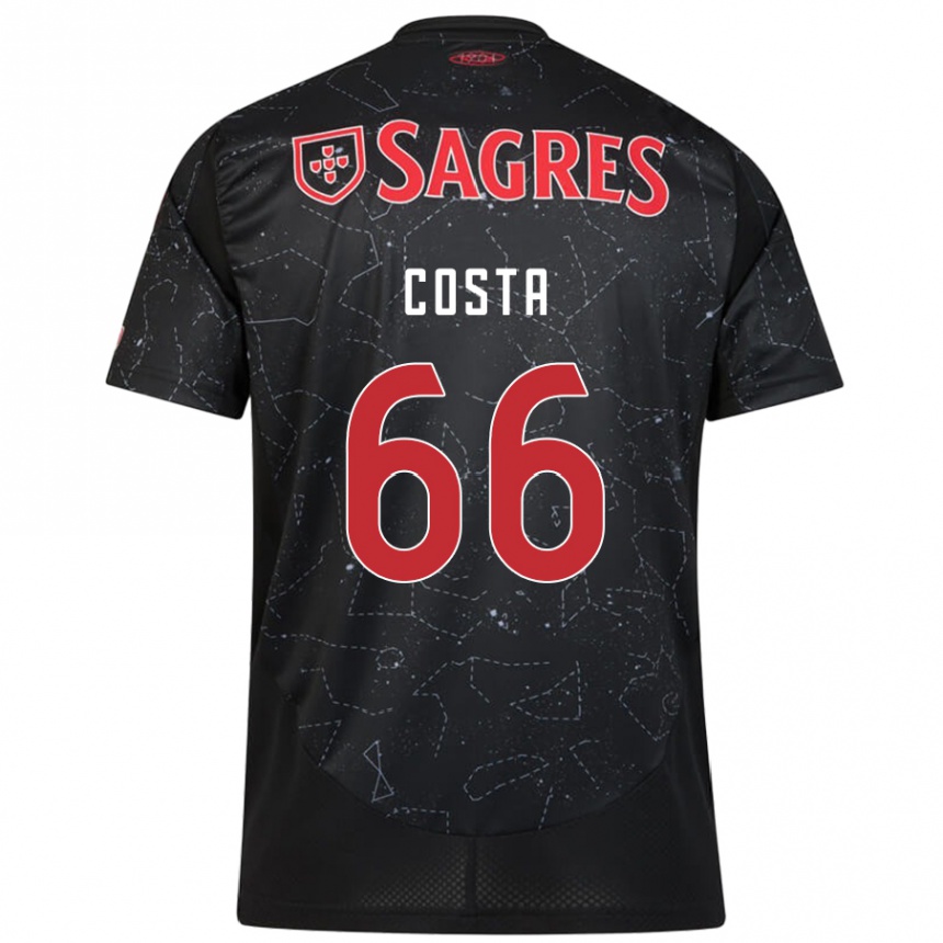 Kids Football Rute Costa #66 Black Red Away Jersey 2024/25 T-Shirt Uk