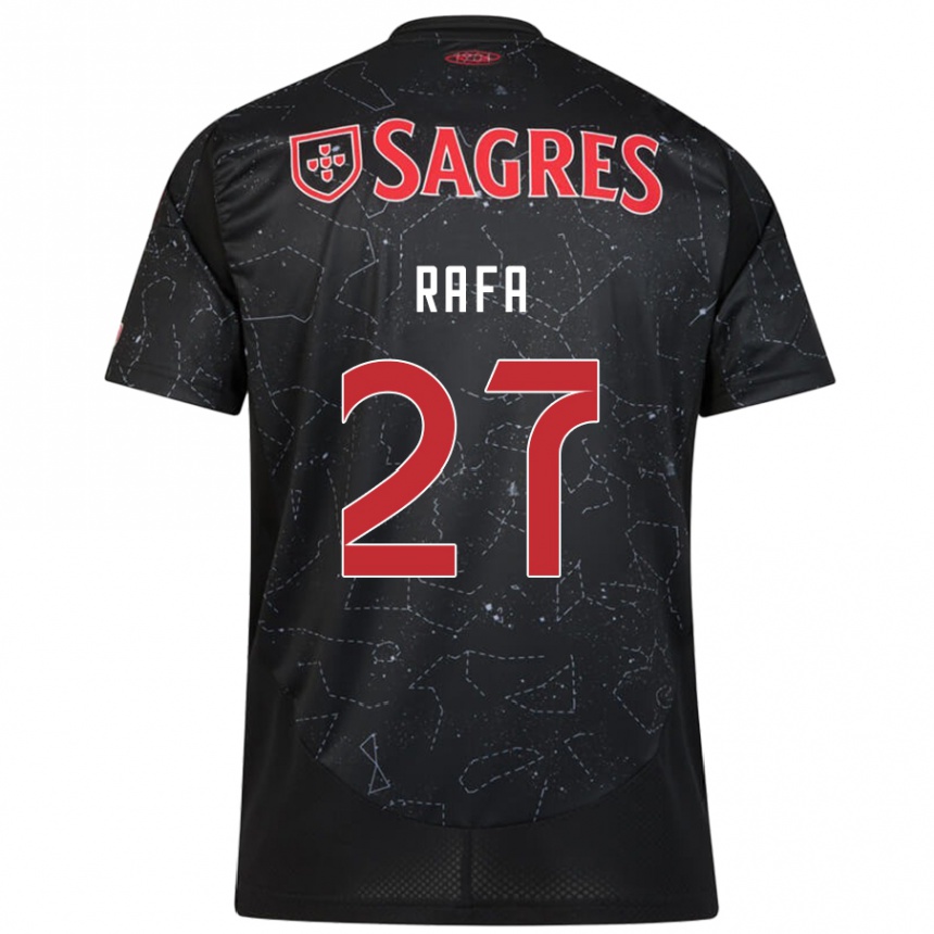 Kids Football Rafa #27 Black Red Away Jersey 2024/25 T-Shirt Uk