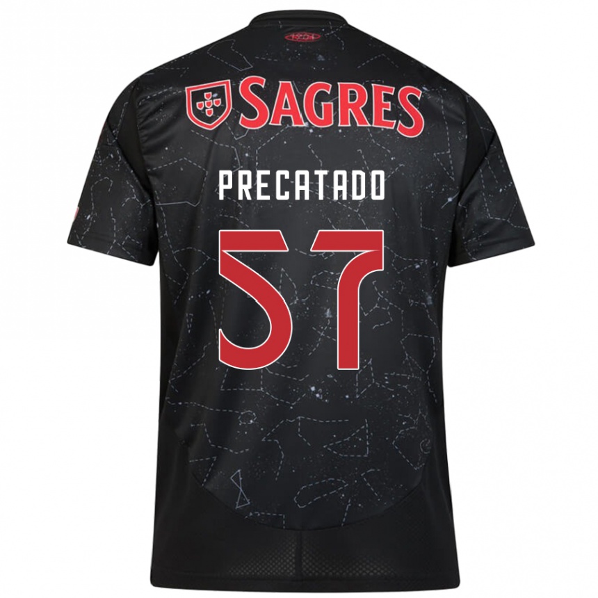 Kids Football Precatado #57 Black Red Away Jersey 2024/25 T-Shirt Uk