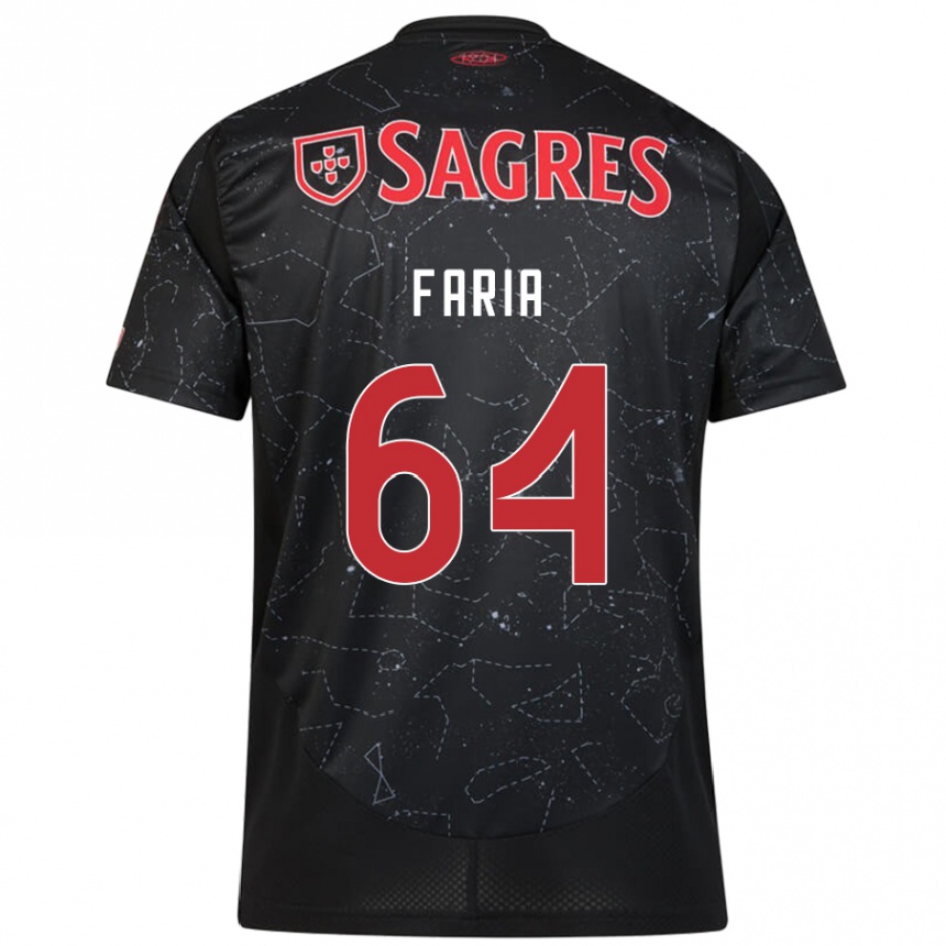 Kids Football Hugo Faria #64 Black Red Away Jersey 2024/25 T-Shirt Uk