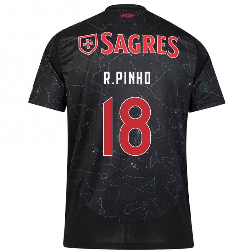 Kids Football Rodrigo Pinho #18 Black Red Away Jersey 2024/25 T-Shirt Uk