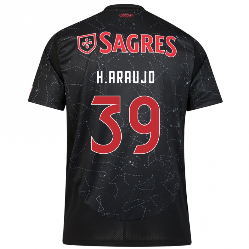 Kids Football Henrique Araujo #39 Black Red Away Jersey 2024/25 T-Shirt Uk