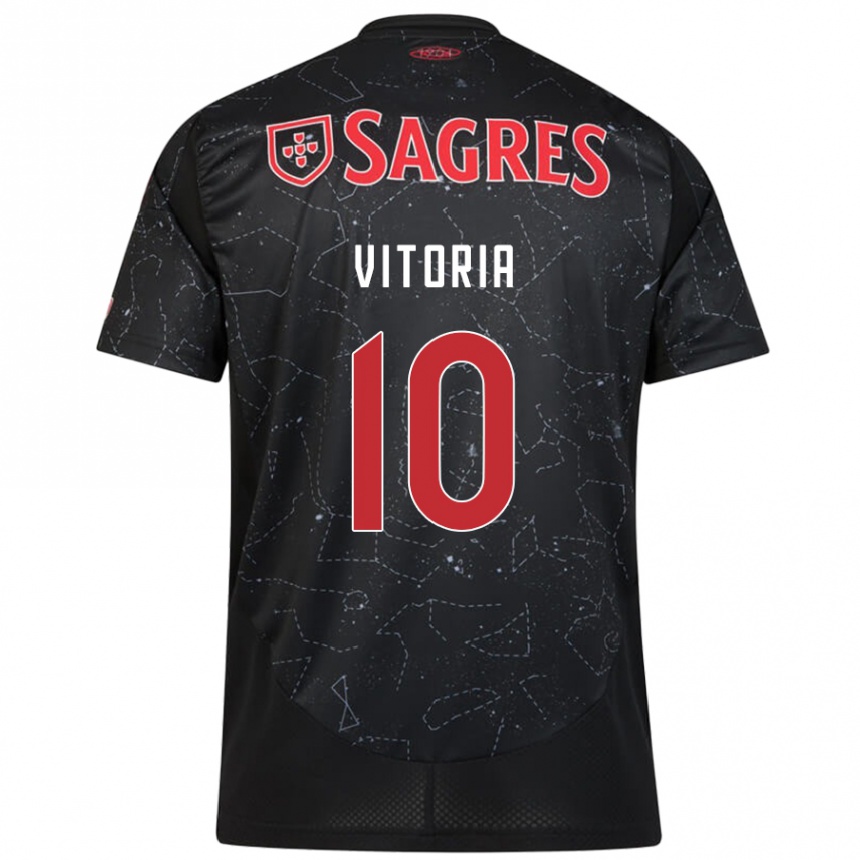 Kids Football Ana Vitoria #10 Black Red Away Jersey 2024/25 T-Shirt Uk