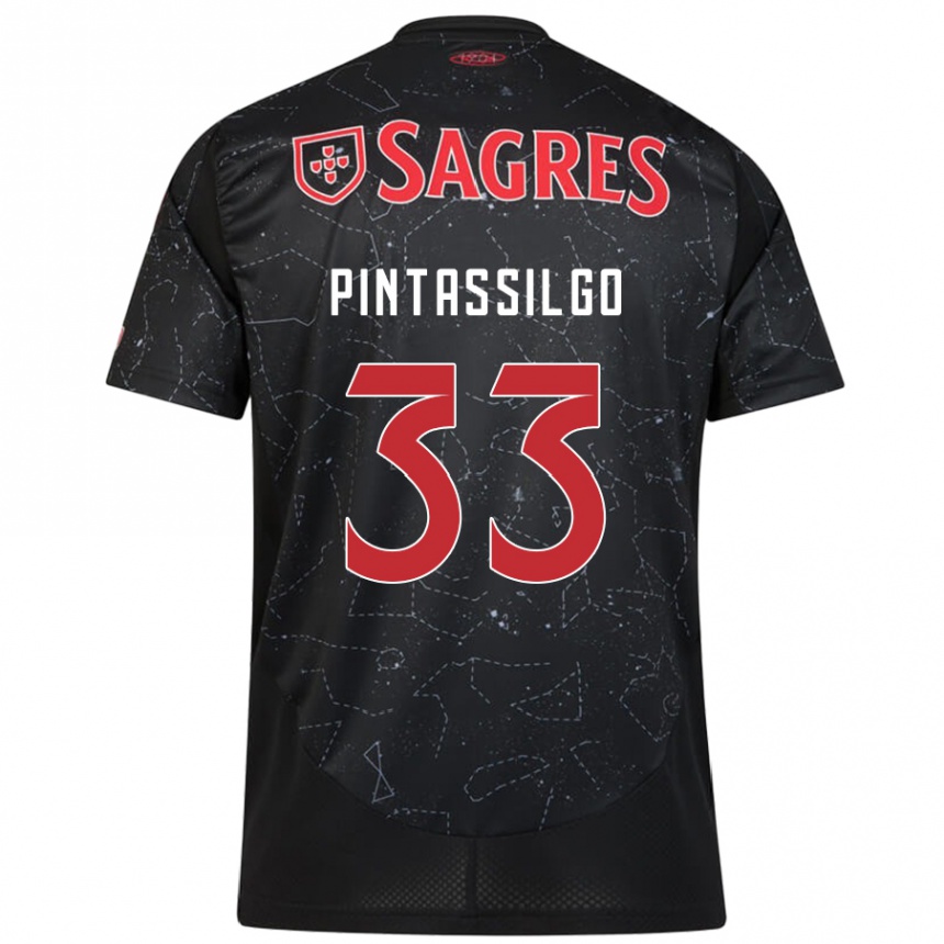 Kids Football Lara Pintassilgo #33 Black Red Away Jersey 2024/25 T-Shirt Uk