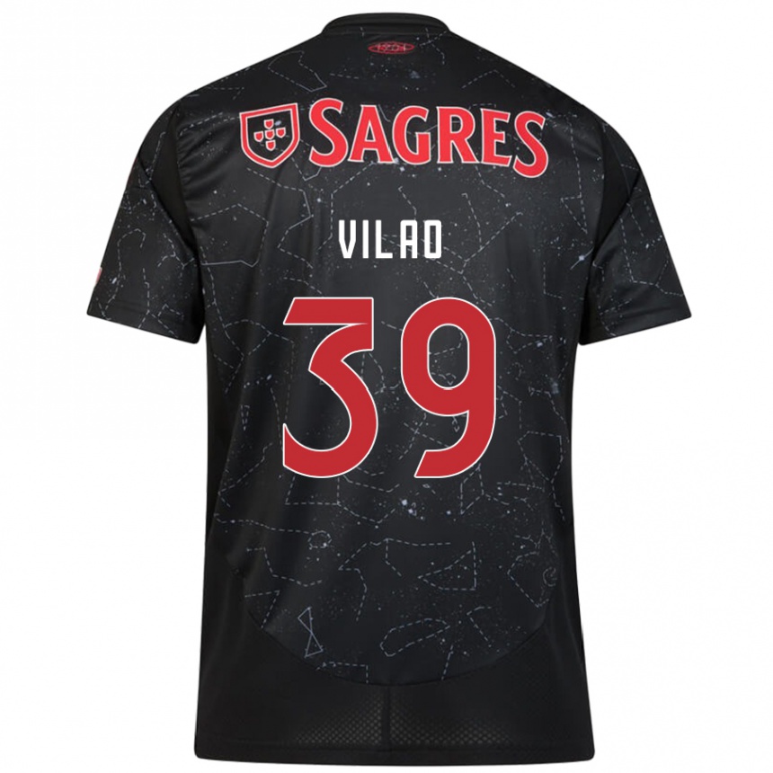 Kids Football Carolina Vilao #39 Black Red Away Jersey 2024/25 T-Shirt Uk