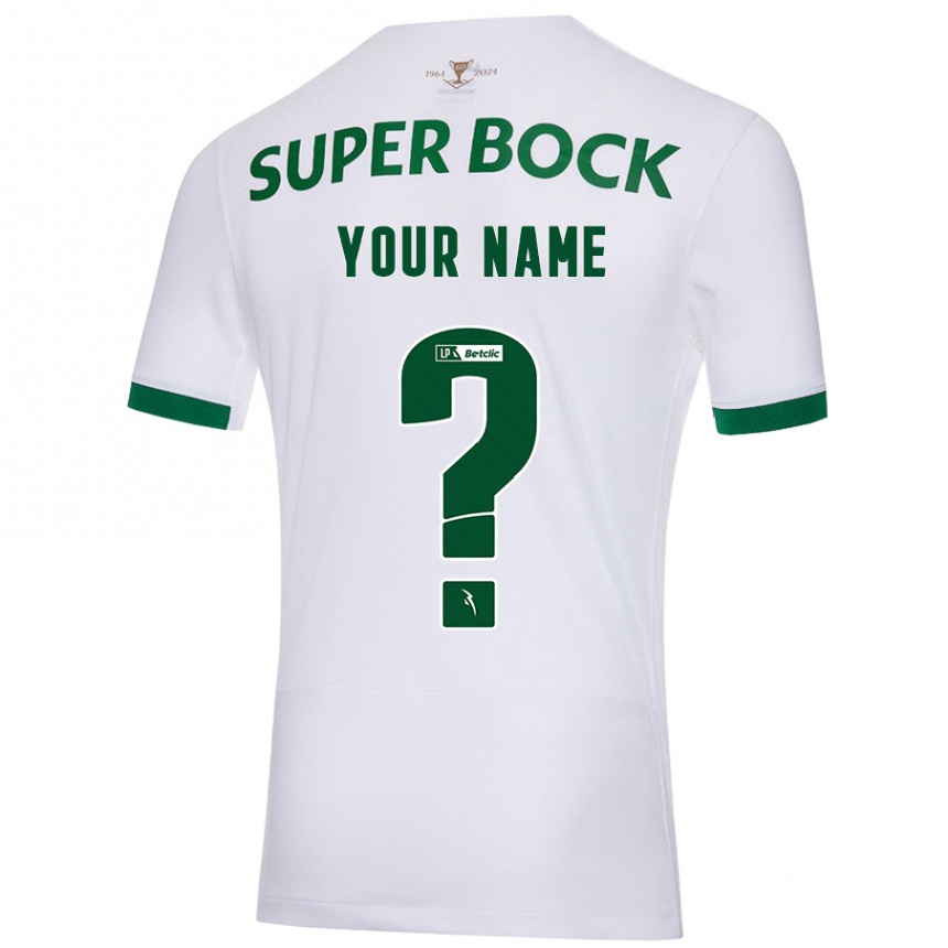 Kids Football Your Name #0 White Green Away Jersey 2024/25 T-Shirt Uk