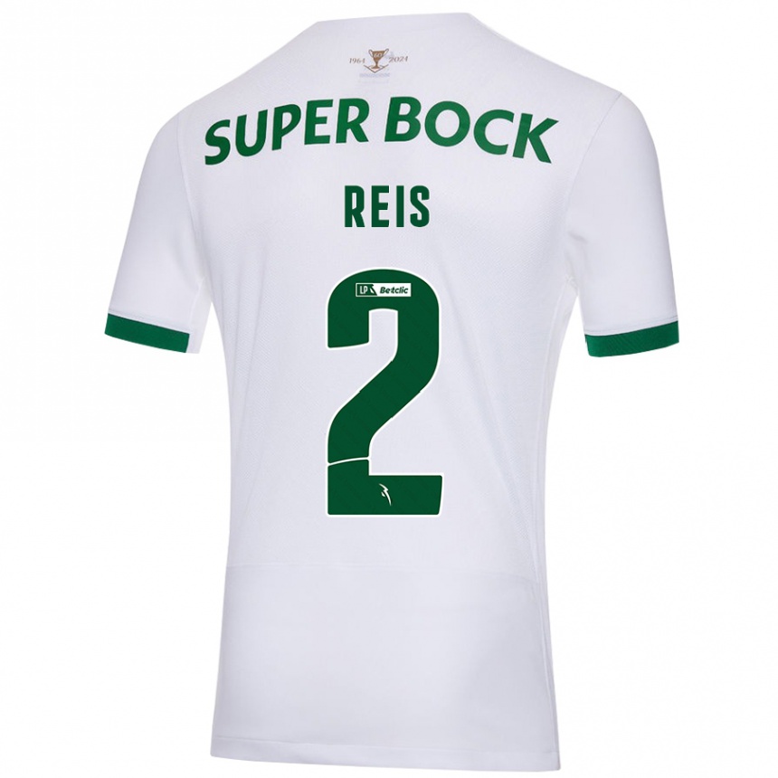 Kids Football Matheus Reis #2 White Green Away Jersey 2024/25 T-Shirt Uk