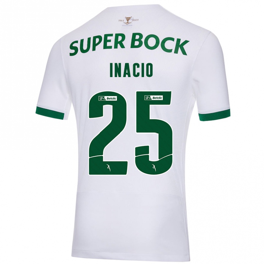 Kids Football Gonçalo Inácio #25 White Green Away Jersey 2024/25 T-Shirt Uk