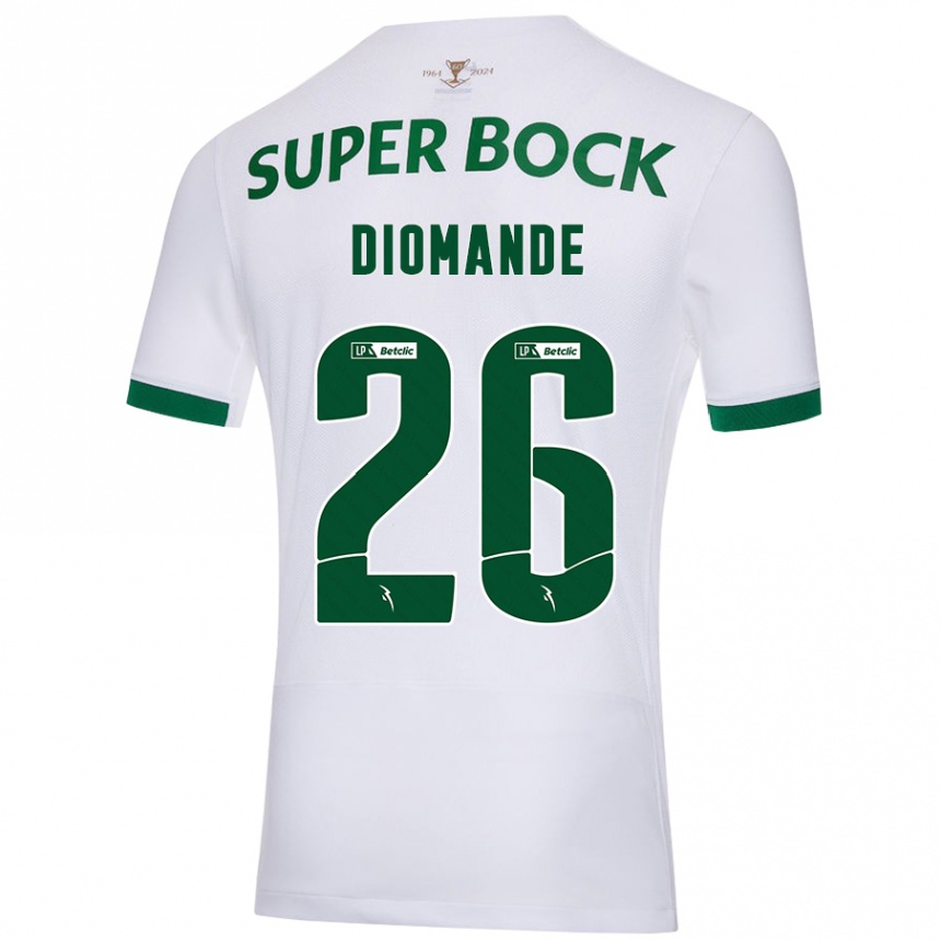 Kids Football Ousmane Diomande #26 White Green Away Jersey 2024/25 T-Shirt Uk