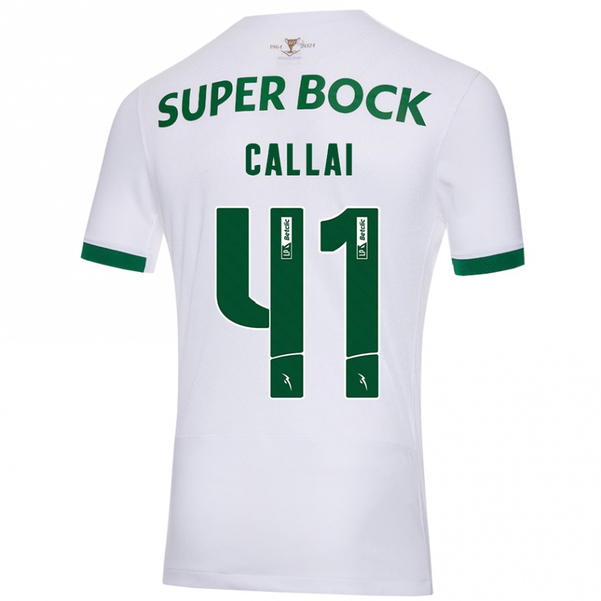 Kids Football Diego Callai #41 White Green Away Jersey 2024/25 T-Shirt Uk