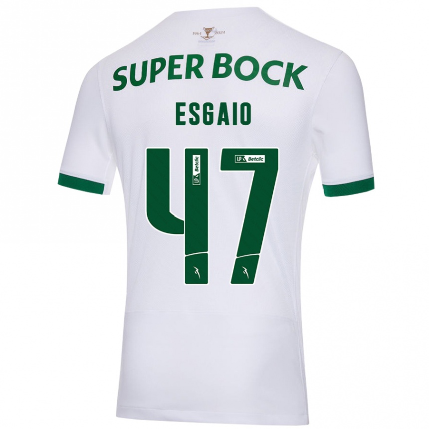 Kids Football Ricardo Esgaio #47 White Green Away Jersey 2024/25 T-Shirt Uk