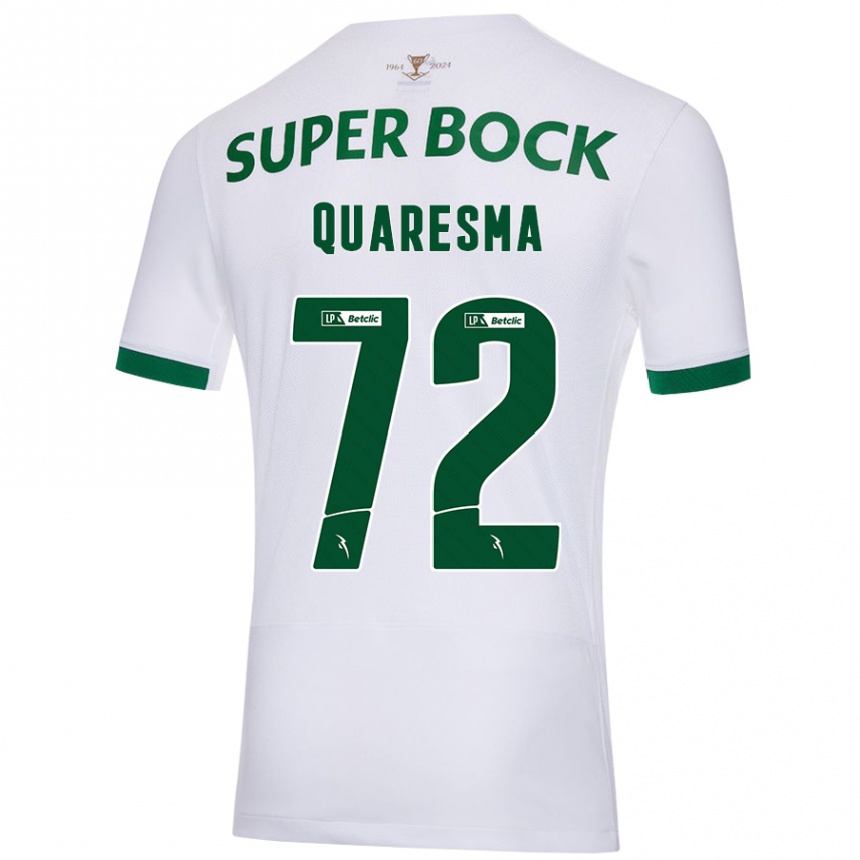 Kids Football Eduardo Quaresma #72 White Green Away Jersey 2024/25 T-Shirt Uk