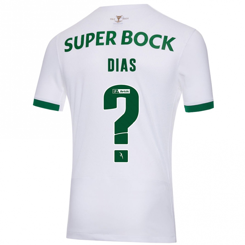 Kids Football Lucas Dias #0 White Green Away Jersey 2024/25 T-Shirt Uk